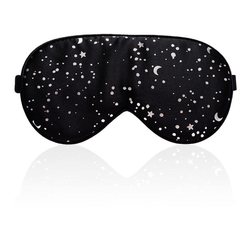 townssilk 100% Silk Sleep mask with Adjustable Strap,Comfortable and Super Soft Eye mask Ultimate Sleeping aid,blindford Silver Moon